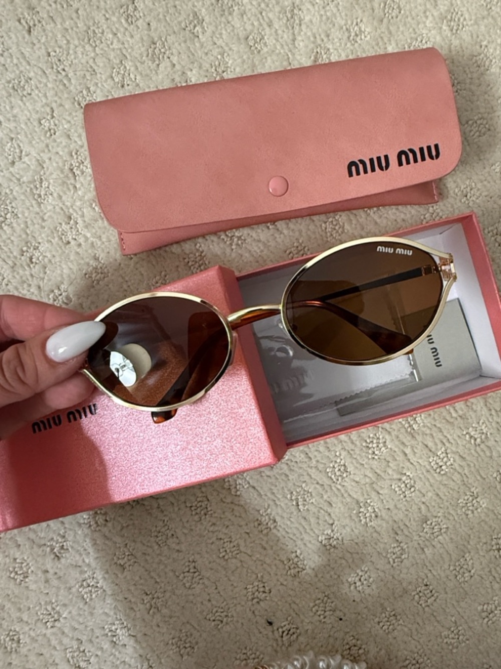 Miu Miu Gold Frame Sunglasses with Brown Lenses